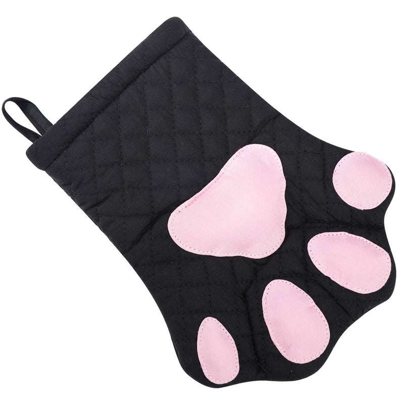 Feb.7 Oven Mitts,Cat Design Heat Resistant Cooking Glove Quilted Cotton Lining- Heat Resistant Pot Holder Gloves for Grilling & Baking Gloves BBQ Oven Gloves Kitchen Tools Gift Set BBQ,Microwave (Black) - Image 2